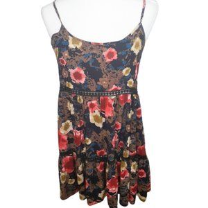 Catch Me floral crochet pink brown mini dress smal